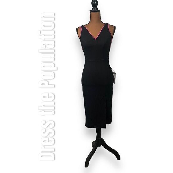 Dress the Population Gianna Black & Fuchsia Low Back Sheath Dress Women’s XXS - Picture 15 of 15